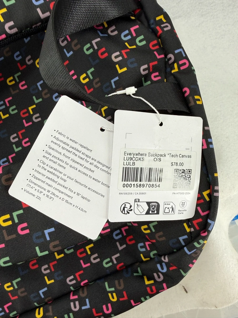 NWT Lululemon Everywhere Backpack (22L) limited-edition 